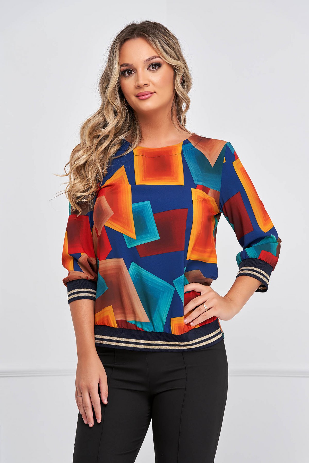 Bluza dama din georgette cu croi larg si decolteu rotunjit - Lady Pandora