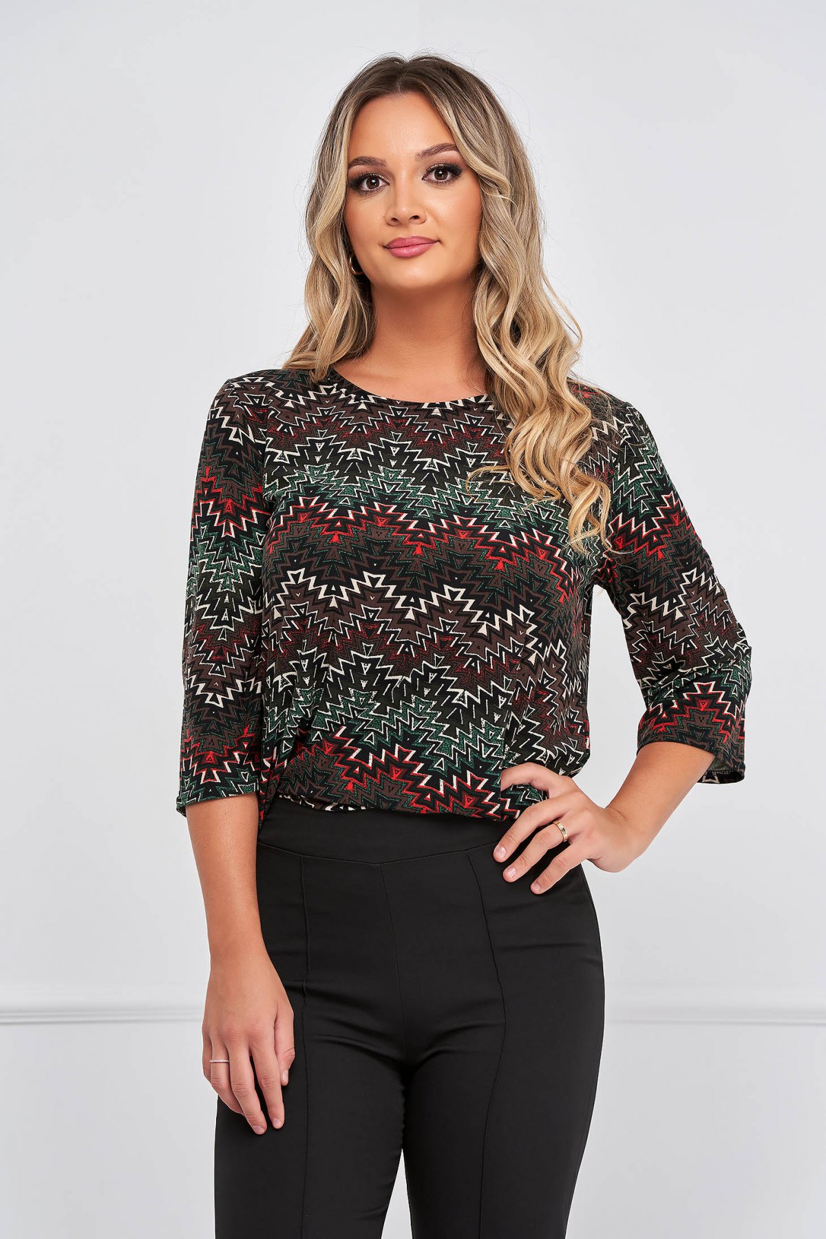 Bluza dama din lycra cu croi larg si maneci trei-sferturi - Lady Pandora