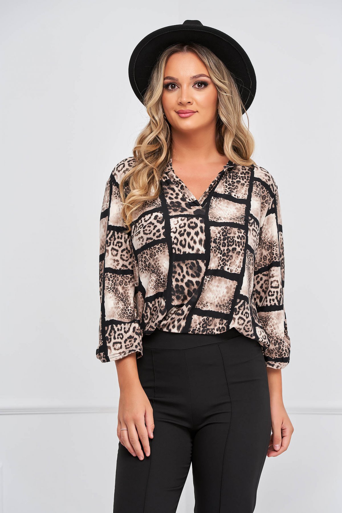 Bluza dama din lycra cu croi larg si decolteu in v - Lady Pandora