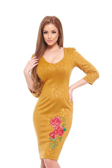 Rochie StarShinerS Brodata Rose Passion Gold