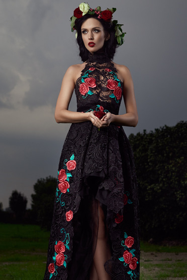 Rochie StarShinerS Brodata Rose Temptation Black