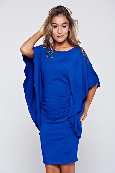 Rochie MissQ albastra casual cu maneci tip fluture