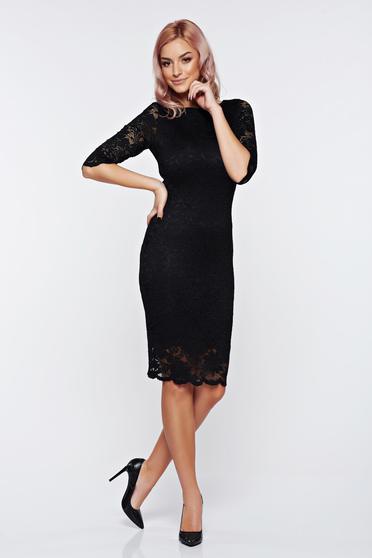 poze cu Rochie StarShinerS neagra de seara tip creion din dantela