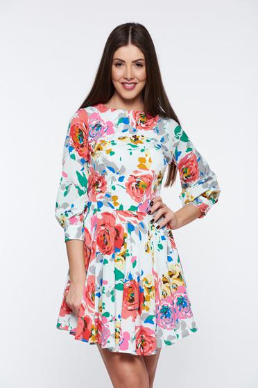 poze cu Rochie Artista alba de zi in clos din material usor elastic captusita pe interior