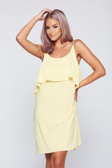 Rochie StarShinerS galbena cu croi larg din voal