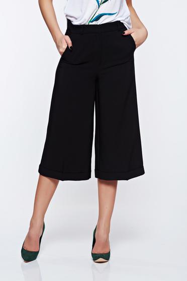 poze cu Pantaloni Top Secret negri 3/4 cu talie medie cu buzunare