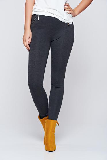 Colanti Top Secret gri casual cu buzunare cu fermoar