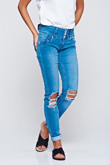 Blugi MissQ albastri casual cu rupturi