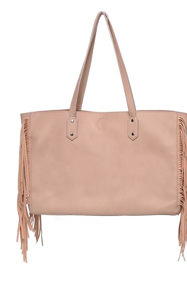 Geanta dama Top Secret crem casual cu franjuri