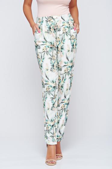 Pantaloni Top Secret albi casual cu talie medie