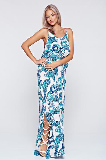 Rochie Top Secret albastra lunga cu croi larg cu bretele