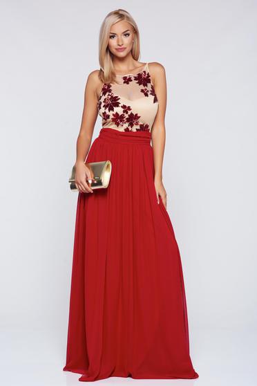 Rochie Fofy rosie de ocazie in clos captusita pe interior