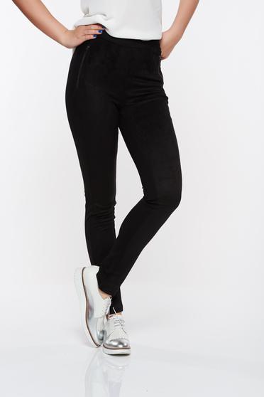 Colanti Top Secret negru casual cu un croi mulat cu talie medie din material usor elastic