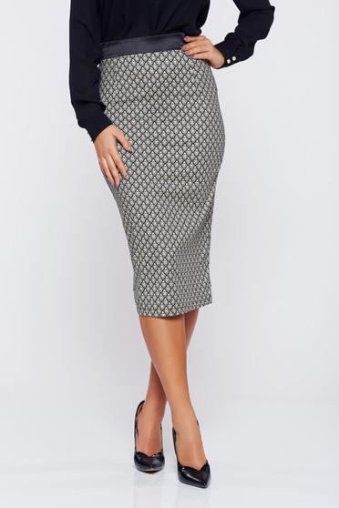 Fusta PrettyGirl alba office tip creion cu talie inalta