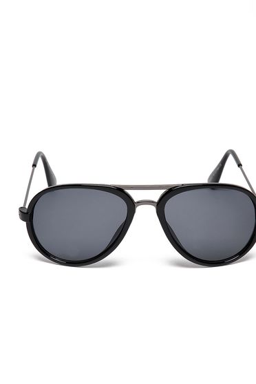 Ochelari de soare cu lentile rotunde Top Secret negru cu rama din plastic