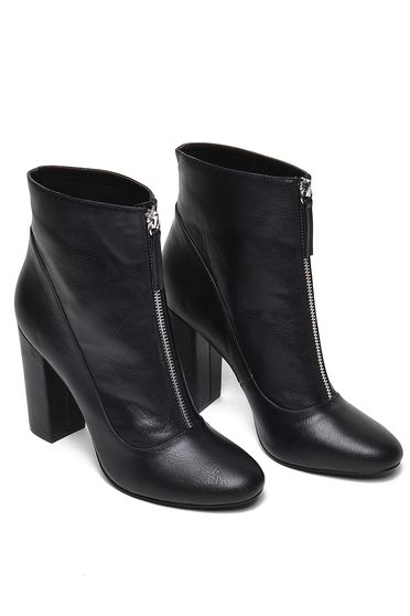 Botine Top Secret negre din piele ecologica cu toc inalt