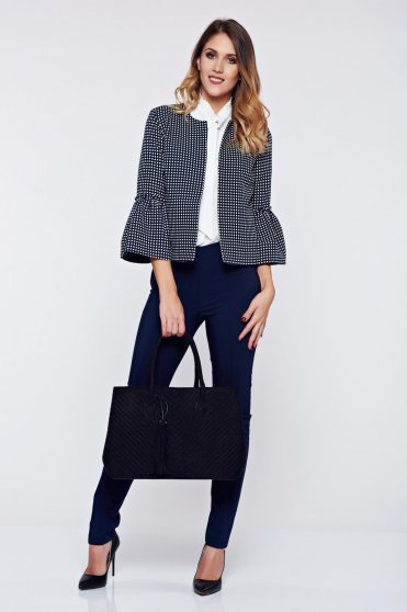 Pantaloni LaDonna albastru-inchis office conici cu buzunare