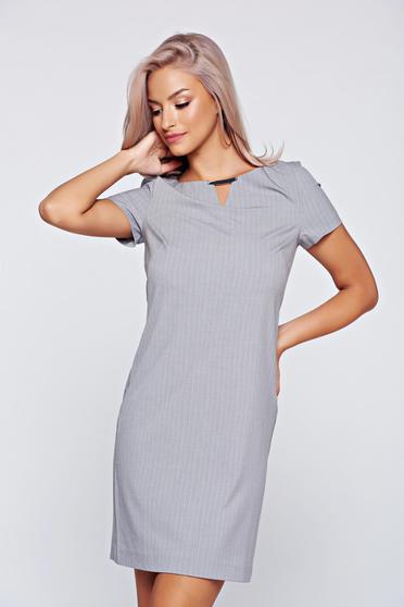Rochie Top Secret gri-deschis office cu croi larg cu dungi