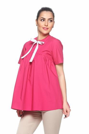 Bluza dama PrettyGirl fuchsia din bumbac cu croi larg