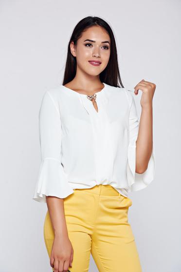 Bluza dama Fofy alba eleganta cu maneci clopot