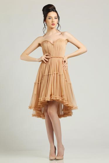 Rochie de ocazie asimetrica Ana Radu crem fara maneci