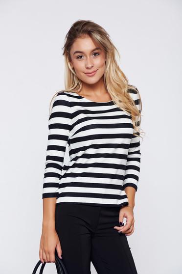 Bluza dama StarShinerS neagra cu dungi orizontale