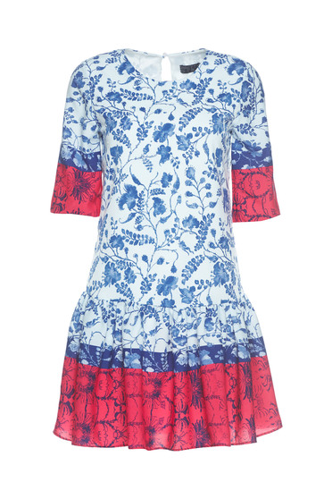Rochie din bumbac PrettyGirl alba cu imprimeu floral