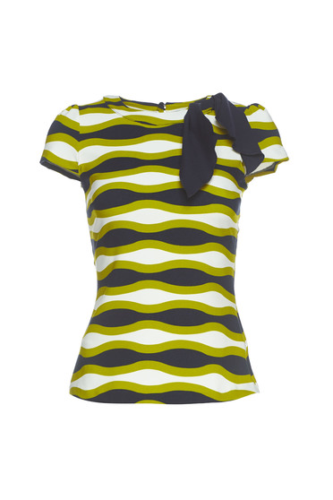 Bluza dama verde Fofy office cu maneci scurte din material usor elastic cu fundita