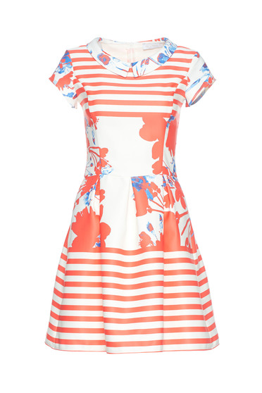 Rochie LaDonna rosie in clos cu imprimeu floral