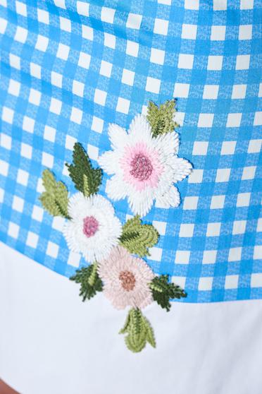 poze cu Rochie cu umeri decupati LaDonna albastra cu insertii de broderie