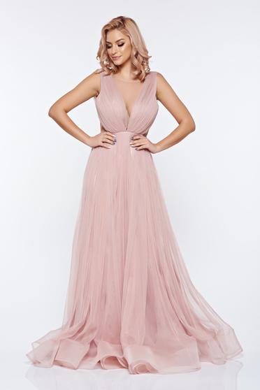 Rochie Ana Radu rosa de lux in clos din tul cu spatele gol