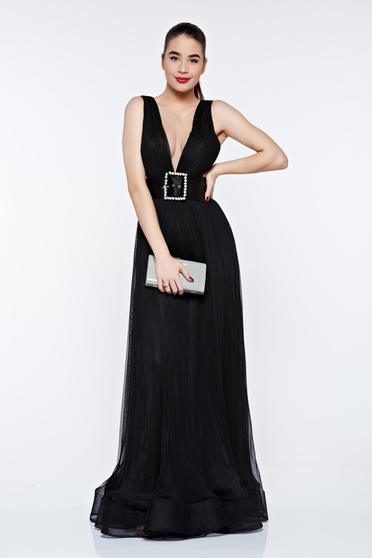 Rochie Ana Radu neagra de lux in clos din tul cu spatele gol