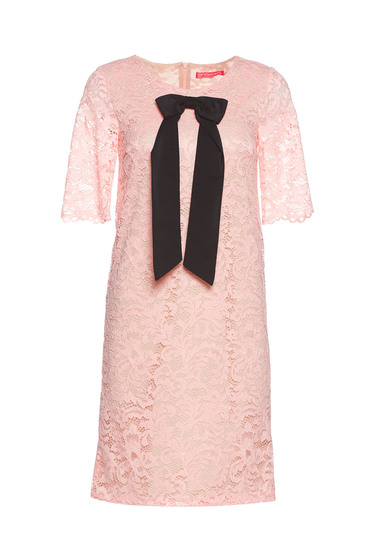 Rochie StarShinerS rosa eleganta din dantela captusita pe interior