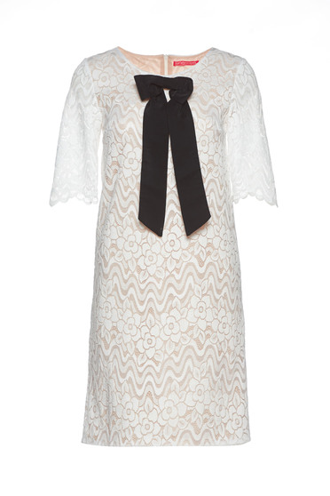 Rochie StarShinerS alba eleganta din dantela captusita pe interior
