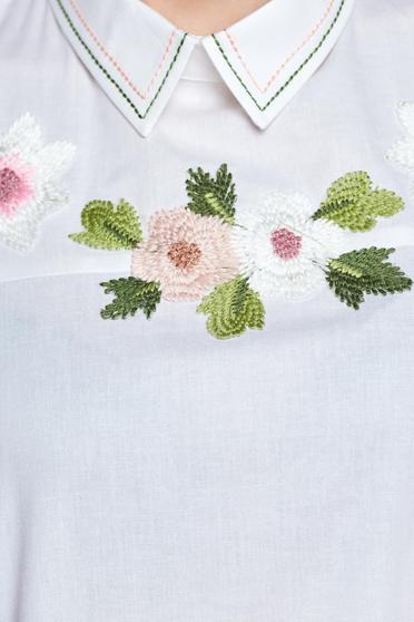 Camasa dama cu umeri decupati LaDonna alba cu insertii de broderie