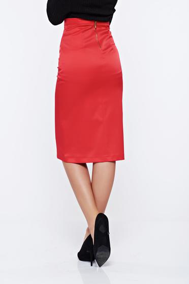 Fusta StarShinerS rosie tip creion cu talie inalta din material usor elastic captusita pe interior