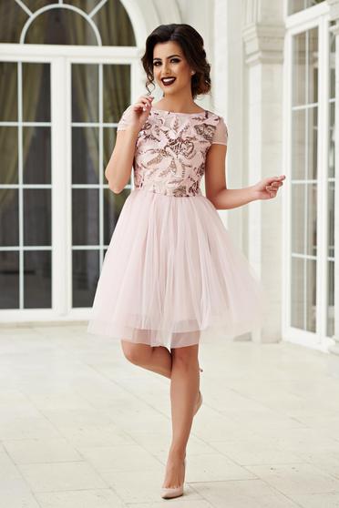 Rochie de ocazie in clos StarShinerS rosa scurta cu tul