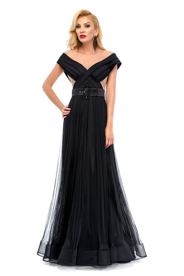 Rochie de ocazie Ana Radu neagra cu accesoriu tip curea