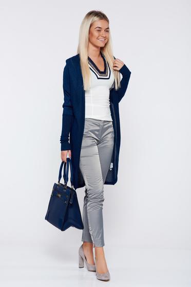 Pantaloni PrettyGirl gri conici cu talie medie