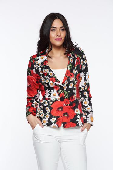 Sacou Artista negru cambrat din material usor elastic captusit pe interior cu buzunare