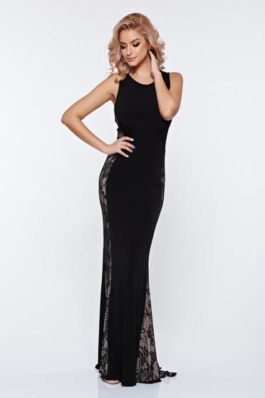 Rochie PrettyGirl neagra sirena de seara lunga din dantela
