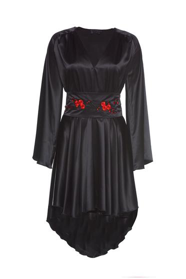 Rochie asimetrica PrettyGirl neagra cu maneci clopot