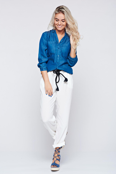 Camasa dama Top Secret albastra casual din denim