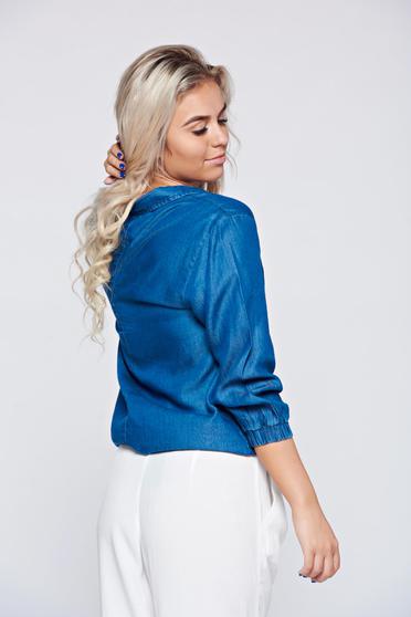 Camasa dama Top Secret albastra casual din denim