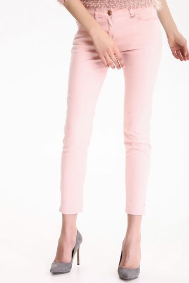Pantaloni conici cu talie joasa Top Secret rosa cu buzunare