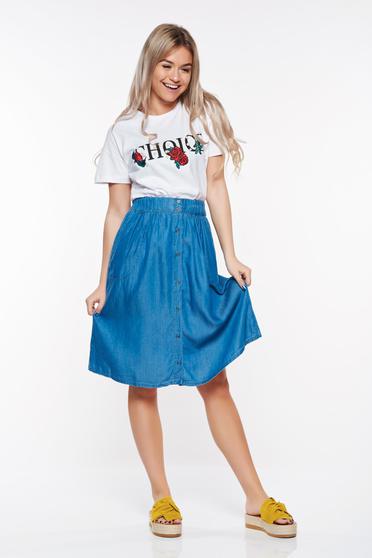 Fusta Top Secret casual in clos albastra cu buzunare