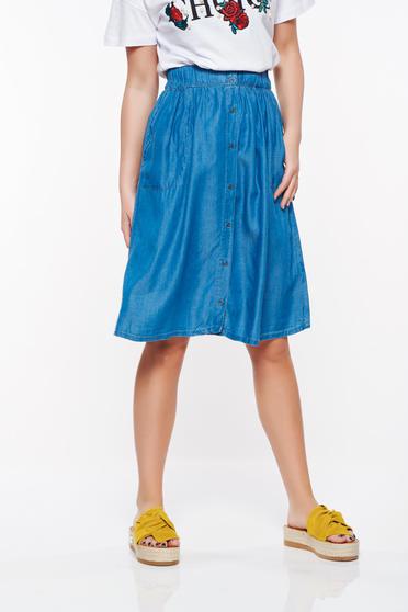 Fusta Top Secret casual in clos albastra cu buzunare