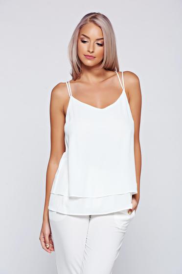 Top Top Secret alb eleganta cu croi larg