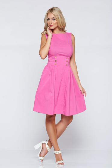 Rochie casual in clos PrettyGirl roz fara maneci