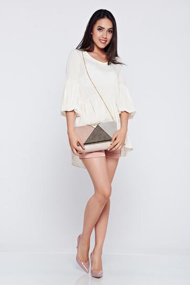 Bluza dama PrettyGirl nude casual cu croi larg cu maneci clopot